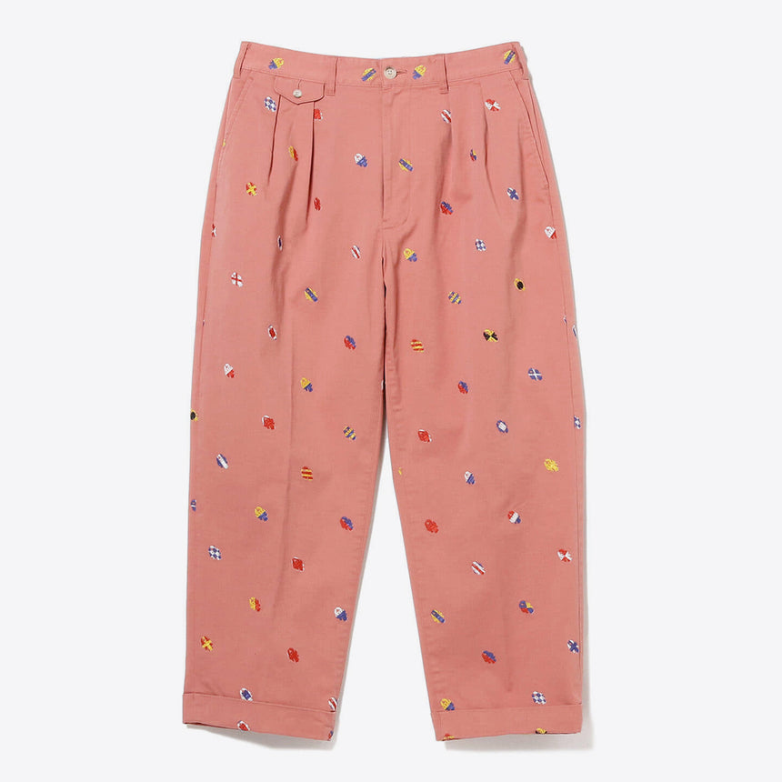 Beams Plus Embroided 2 Pleat Trousers Nantucket Red