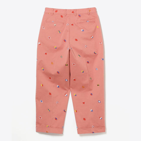 Beams Plus Embroided 2 Pleat Trousers Nantucket Red