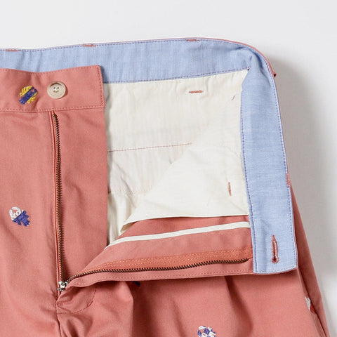 Beams Plus Embroided 2 Pleat Trousers Nantucket Red