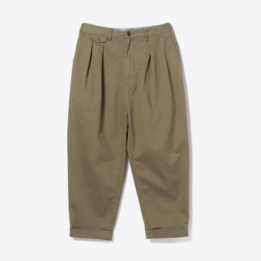 Beams Plus 2 Pleat Chino Trousers Olive