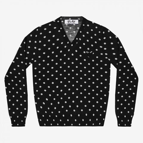 Comme des Garçons Play Polka Dot V Neck Sweater Black