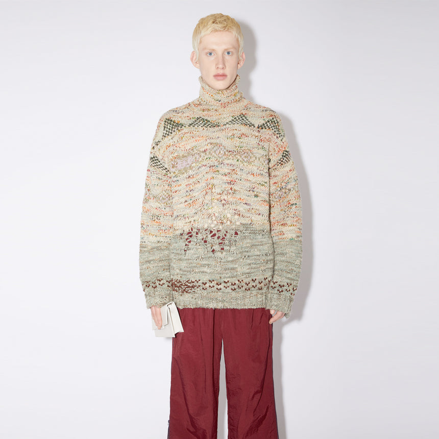 Acne Studios Roll-Up Deconstructed Wool Jumper Sand Beige