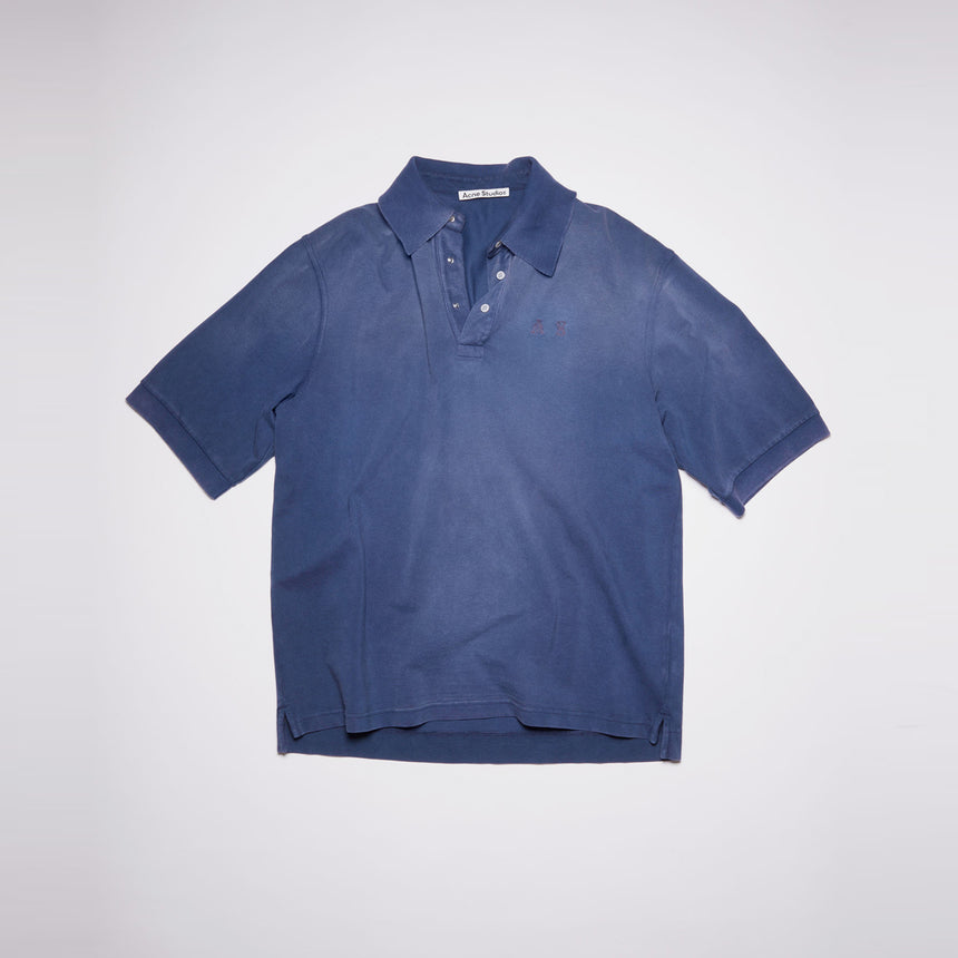 Acne Studios Cotton Polo T-Shirt Indigo Blue