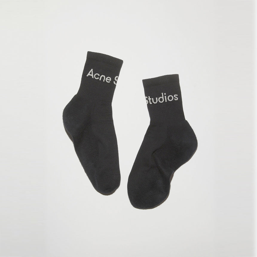 Acne Studios Ribbed Logo Socks Black / Ivory
