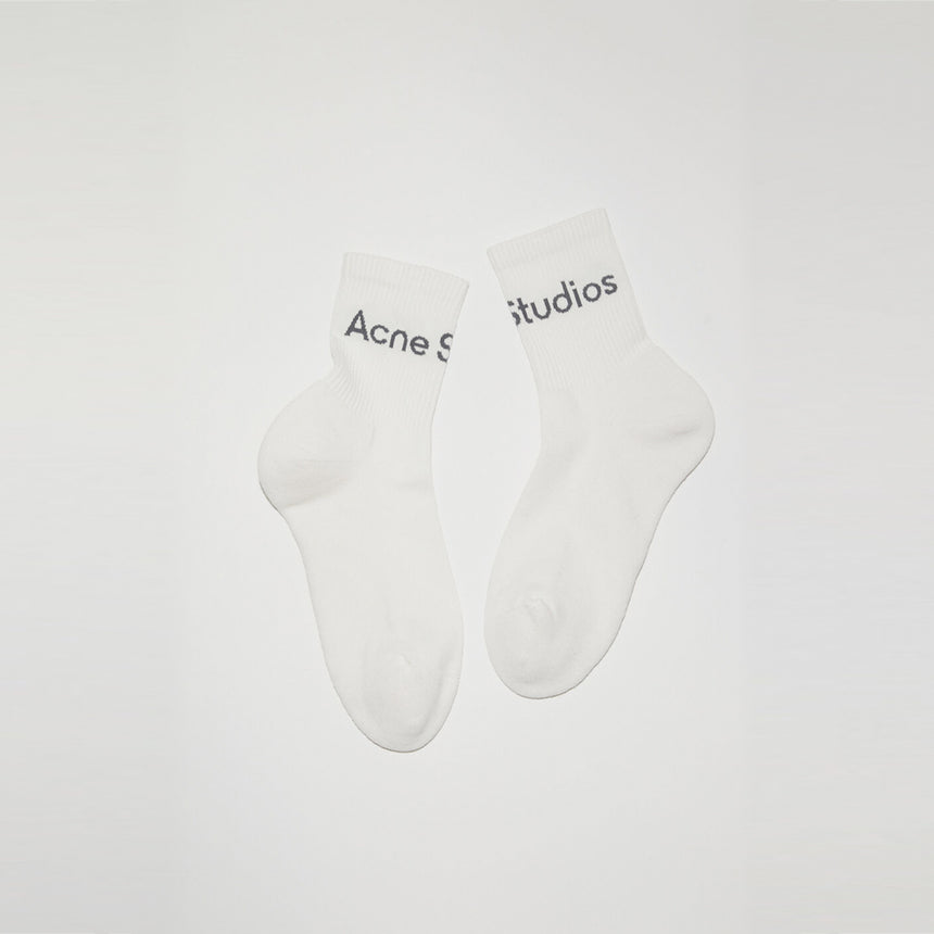 Acne Studios Ribbed Logo Socks White / Charcoal