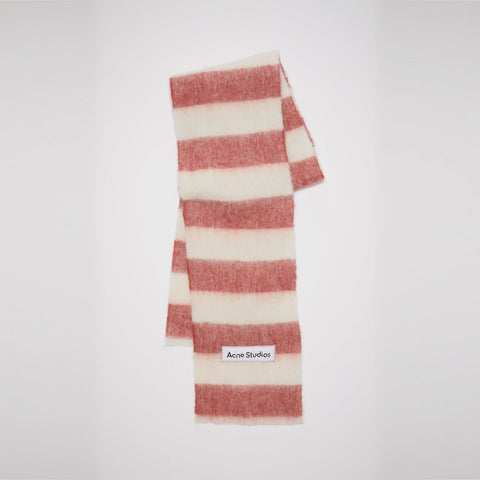 Acne Studios Wool-Blend Stripe Scarf Red/White