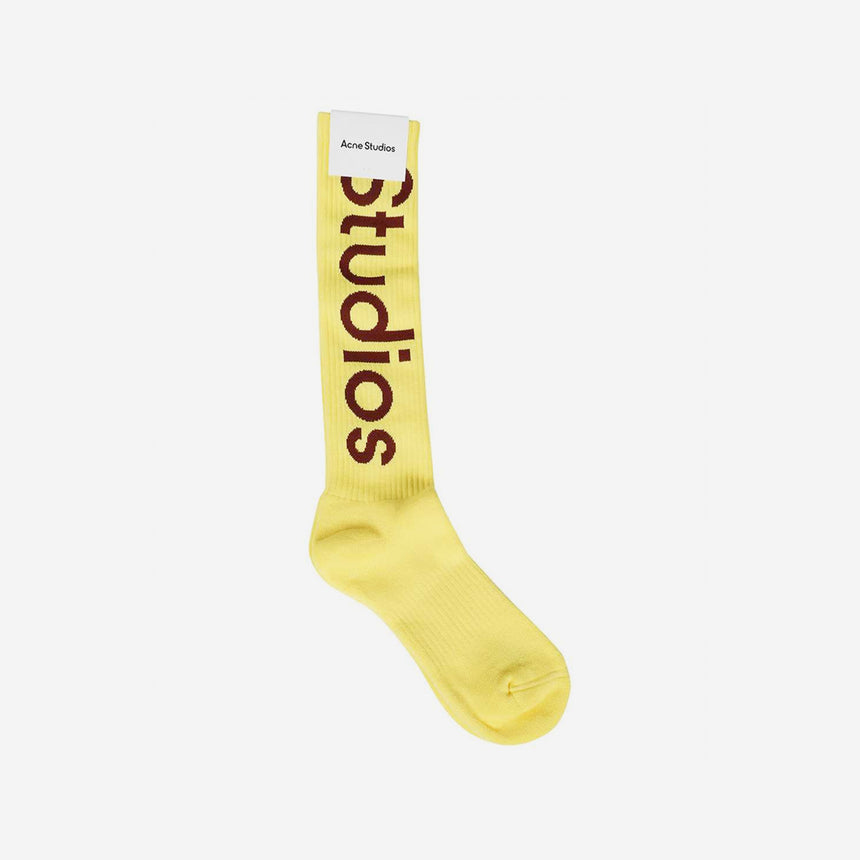 Acne Studios Long Rib Logo Socks Yellow