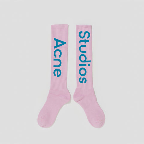 Acne Studios Long Rib Logo Socks Pink