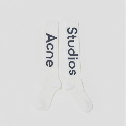 Acne Studios Long Rib Logo Socks White