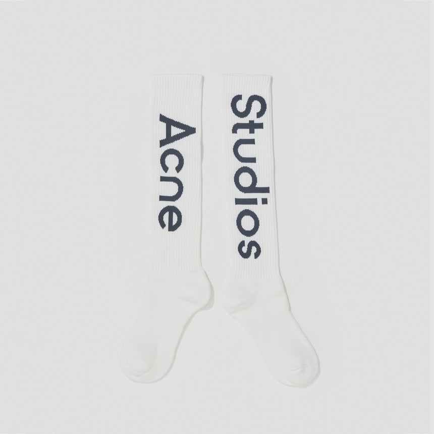 Acne Studios Long Rib Logo Socks White