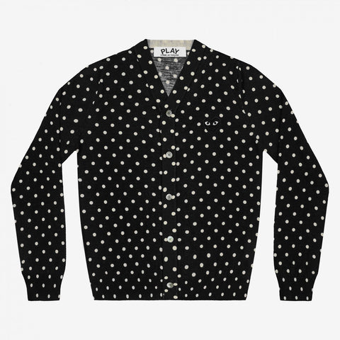 Comme des Garçons Play Polka Dot V Neck Cardigan Black