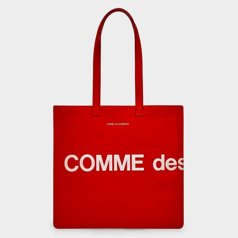 Comme Des Garçons Huge Logo Tote Red