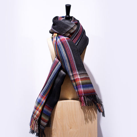 The Inoue Brothers Multi Coloured Scarf Black 85X200CM