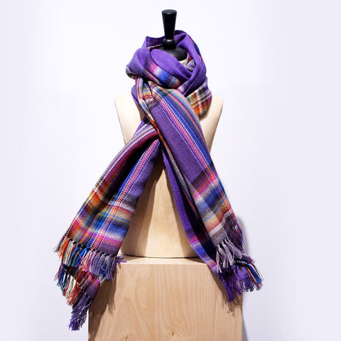 The Inoue Brothers Multi Coloured Scarf Purple 85X200CM