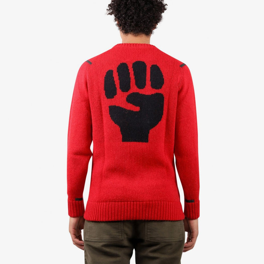 The Inoue Brothers Solid Jaquard Crew neck Sweater logo Red