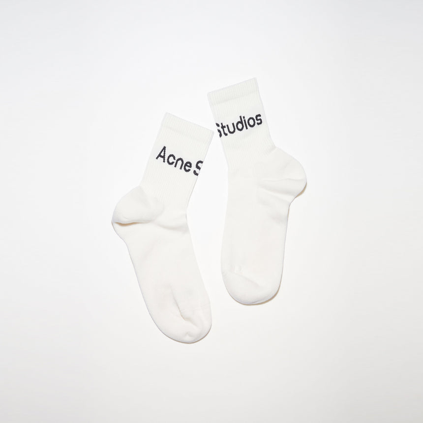 Acne Studios Ribbed Logo Socks Black / White